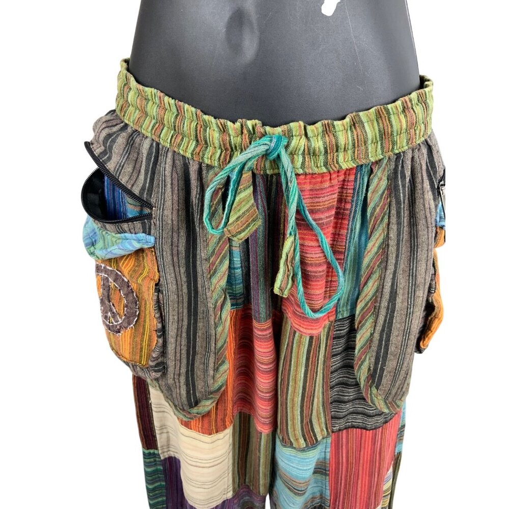 Rising international pants patchwork 70s hippie b… - image 7